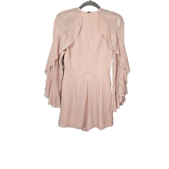 INTERMIX Molly 100% Silk Ruffle Sleeve Romper Dress In Nude Dusty Rose Size XS? - Picture 9 of 16